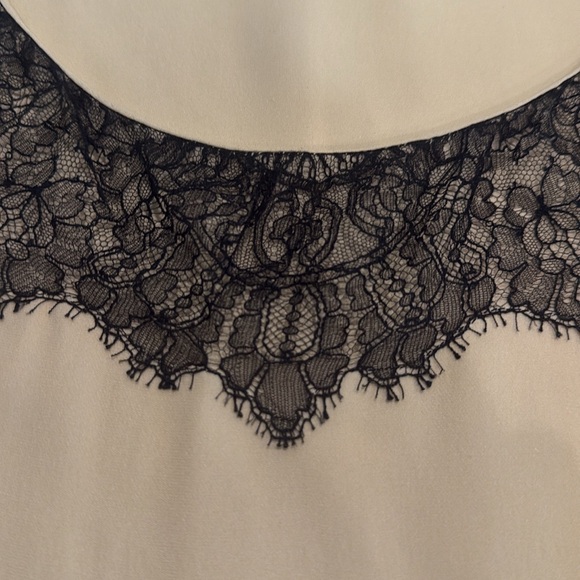 Vintage cream with black lace silk slip dress. Large. Darling. Barely worn. - Picture 4 of 11